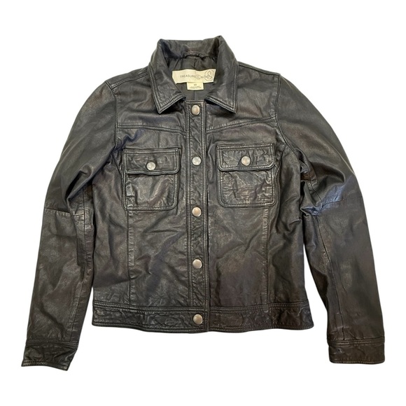 Treasure & Bond Black Leather Jacket Size XS